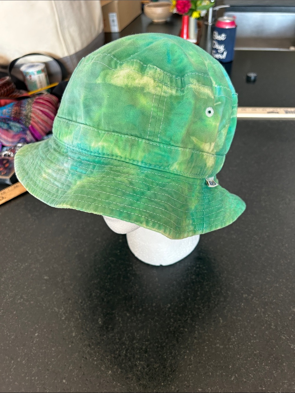 Adams Teal & Light Green Tie-Dye Bucket Hat